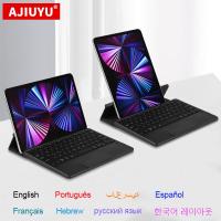 AJIUYU แป้นพิมพ์ทัชแพดพร้อมขาตั้งสำหรับแท็บเล็ต Ios Windows แป้นพิมพ์บลูทูธไร้สาย Backlit คีย์บอร์ดสำหรับ Ipad โทรศัพท์