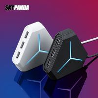 6 Port USB Hub 1m Cable Splitter With TF SD Card Reader Mic AUX Cool Light Charging USB 2.0 Hab for Compter USB Combo