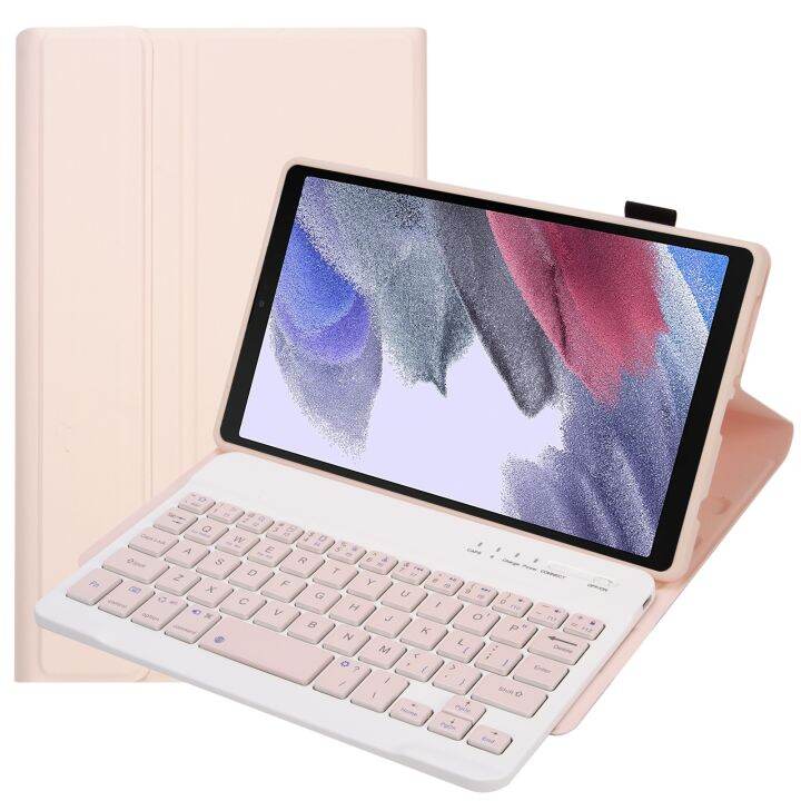 เคสมีที่ยึดหนังแป้นพิมพ์บลูทูธ-a220สีลูกอม-tpu-สำหรับซัมซุงกาแล็กซีแท็บ-a7-lite-8-7-t220-t225-สีชมพู