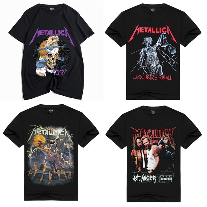 (Ready Stock ) Men Skull Pattern Printed Rock 'n' Roll METALLICA Band T ...