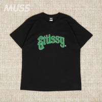 เสื้อยืดแขนสั้นพิมพ์ลายลายจุดตัวอักษร Stussy