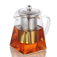 Heat Resistant Square Shaped Glass Teapot Borosilicate Glass Tea Pot with Stainless Steel Infuser