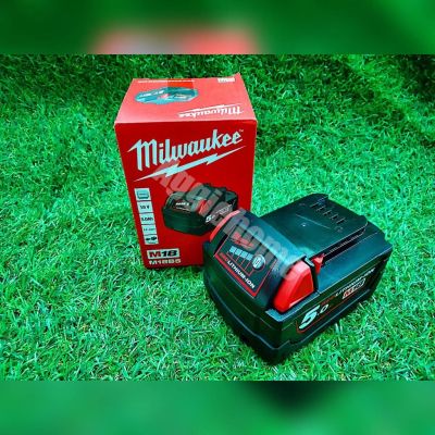 🇹🇭 Milwaukee 🇹🇭 แบตเตอรี่ 18V.( 5.0Ah) รุ่น M18B5 ขนาด 5 แอมป์ High Output Battery Pack ใช้ได้กับเครื่องมือในรุ่น M18 จัดส่ง KERRY