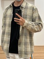 Uniqlo mens wear/womens wear 2023 autumn Japanese slub cotton plaid long-sleeved shirt jacket 462389 462388