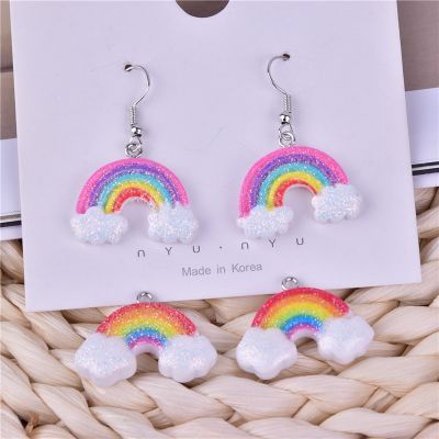 【CC】 10pcs/pack  rainbow clouds Resin Charms for Jewelry Earring Making