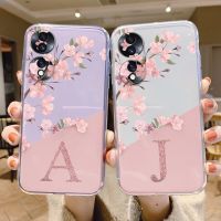 Cute Letter Case For Honor 70 Coque Honor70 Phone Cover Soft Slim Flowers Alphabet Transparent Funda For Huawei Honor 70 Bags