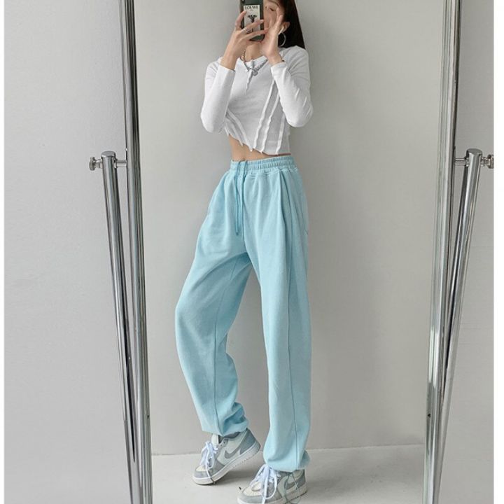 sky-blue-slacks-womens-2021-spring-and-autumn-high-waist-harlan-leggings-sports-pants