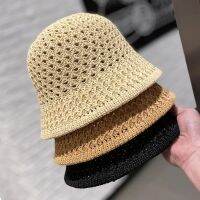 【YD】 Crochet Floppy Top Hats Collapsible Hat Hollow Out Color Beach Caps Simplicity Soft