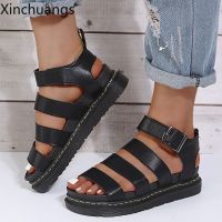 Womens Summer Sandals Flat Thick Bottom Roman Sandals Buckle Outdoor Beach Shoes