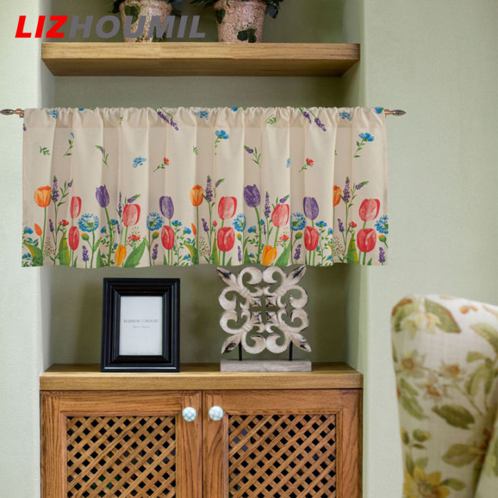 lizhoumil-tulip-ผ้าม่านพิมพ์ลายผ้าม่านแบบสั้น3ขนาดกันฝุ่นเป็นมิตรกับผิวม่านห้องน้ำฝ้ายลินิน