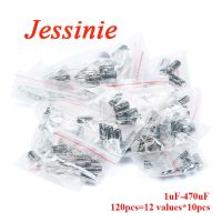 120pcs 1uF 470uF Electrolytic Capacitor Assortment Kit 1UF 2.2UF 3.3UF 4.7UF 10UF 22UF 33UF 47UF 100UF 220UF 330UF 470UF 12value