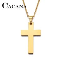 CACANA Stainless Steel Necklace For Women Man Lovers Cross  Silver Color Pendant Necklace Engagement Jewelry Fashion Chain Necklaces