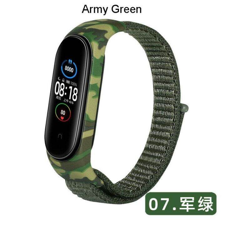 สายรัดไนลอนสำหรับ-xiaomi-mi-band-5-4-3-สายเปลี่ยนพรางกรอบซิลิโคนสำหรับ-xiaomi-miband-4-3-mi-band-5-สร้อยข้อมือ