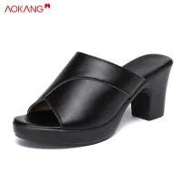 [AOKANG Slip-on sandals for ladies which with  thick-soled and non-slip sole,AOKANG heel strap sandals high heels shoes fashion sandals female shoes thick heel fashion female sandals thick heel non-slip sandals,]