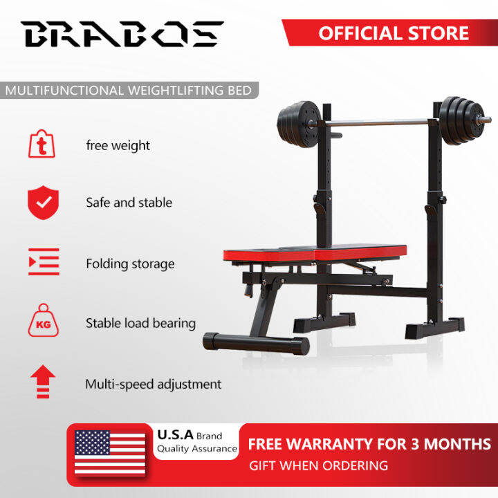 Adjustable Barbell Stool Weightlifting Bed Bench Press Rack Home