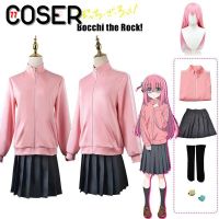 【COSER 77】Bocchi the Rock Cosplay Gotou Hitori Girl Anime Costume Pink Jacket Skirt Uniform Set JK Cos Set