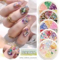 6 Grids Mix Colorful Irregular Polarized Crystal Glass Gravel Broken Ore Stones Nail Art Rhinestones Gems Manicure Ornaments