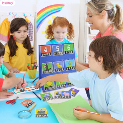 HOONEY ของเล่น Alat Peraga Mengajar บนโต๊ะสำหรับเด็กสีสว่างแผนภูมิกระเป๋าใช้ซ้ำได้สำหรับฝึกการคิดภาพ