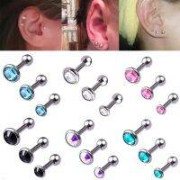 3pcs/lot 16g CZ Stone Cartilage Tragus Helix Conch Studs Bar Daith Earring Piercing Jewelry 3mm 4mm 5mm Top for Men Women