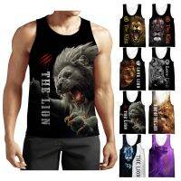 2023 New Fashion Lion 3D Printed Tank Tops Animal Sleeveless Cool Vest Men Summer Casual Harajuku Streetwear Oversized T-shirt