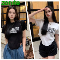 พร้อมส่ง เสื้อครอปเเขนสั้นคอกลม เสื้อยืดทรงสามเหลี่ยม เเฟชั่นใหม่