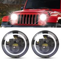 AutoAccessories 2 PCS 7 inch IP68 Waterproof 6500K 75W CREE LED Headlight Hi/Lo Beam Driving Lamp for Jeep Wrangler JK TJ LJ