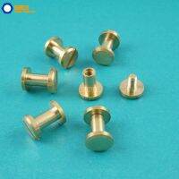 50 Set 8x8mm Solid Brass Rivet Chicago Screw for Leather Craft Belt Wallet / Flat