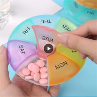 Seven Lattice Pill-tablet Divider Round Classification Pill Divider Box Pill Container Pp Candy Box Colorful Medicine Pill Case Medicine  First Aid St