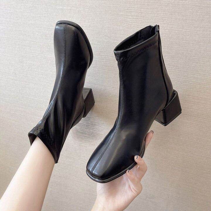 พร้อมส่งจากไทย-stretch-boots-สไตล์เกาหลี-ซิปหลัง