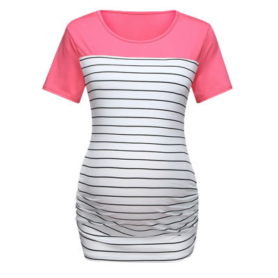 Womens Clothing Blouses Maternity Clothes Women Maternity Short Sleeve Contrast Stripe Nursing T-shirt Top For Breastfeeding