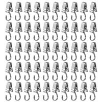 50PCS Stainless Steel Clips Hooks Clip Rings Metal Curtain Clips for Photos, DIY Crafts