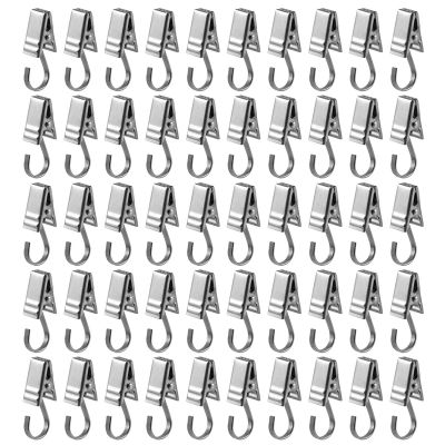 50PCS Stainless Steel Clips Hooks Clip Rings Metal Curtain Clips for Photos,