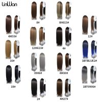 Linwan Synthetic Hair Extensions Long Straight U-Shaped Half Wig for Women 24 Inch Female Natural Black Blonde Ombre Hairpiece Hand Tool Parts Accesso