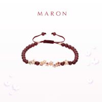 MARON✨ สร้อยข้อมือดาวนพเก้า (เชือกถัก) X อัญมณีมงคล โกเมน เสริมดวงประจำวัน | My Nine Lucky Stars Bracelet with Red Garnet เงินแท้ พลอยแท้ ชุบทองชมพู Rose Gold