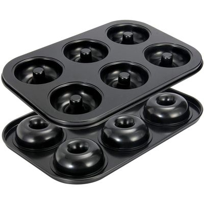 Mini Donut Pan 2 Piece Pack 6-Sided Donut Baking Pan High-Grade Carbon Steel Donut Mould