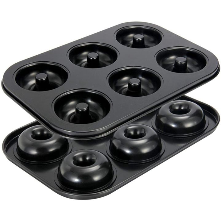 mini-donut-pan-2-piece-pack-6-sided-donut-baking-pan-high-grade-carbon-steel-donut-mould