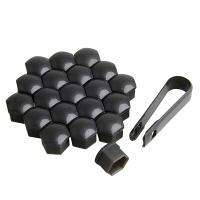 Black 20Pcs/Set 17mm Car Wheels Plastic Nuts with Screw Cap Removal Tools