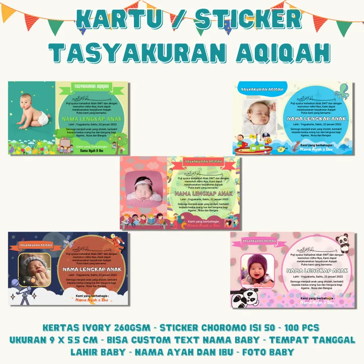 Kartu tasyakuran - Sticker tasyakuran - Aqiqah - Kartu Aqiqah - Sticker