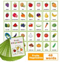 Children Learning Fruits Vegetables English Flashcards Educational Toys Homeschool Supplies English Cards Teaching Aids