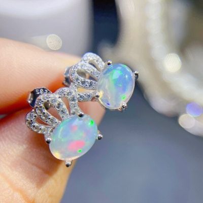 YULEM Natural Opal Earrings 925 Sterling Silver 5*7MM Gemstones for Women Anniversary Gift Fine Jewelry Girl