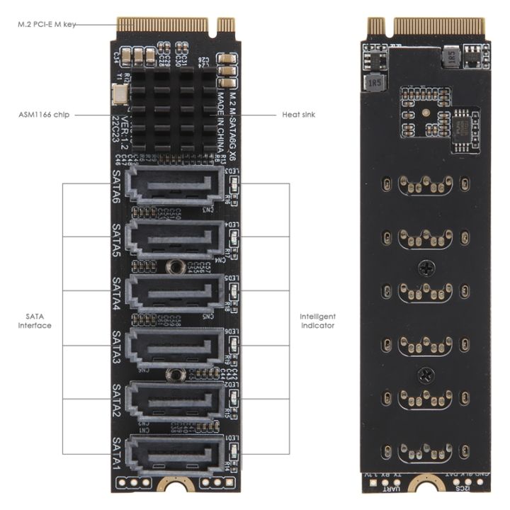 pcie-to-sata-6gpbsx6-port-expansion-card-sata-cable-m-2-mkey-pci-e-riser-card-m-2-nvme-to-sata3-0-asm1166-support-pm