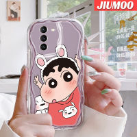 JIUMOO เคสปลอกสำหรับ Samsung Galaxy S21 FE บวก S21 S20พิเศษเคสลายการ์ตูน Crayon Shin-Chan ขอบเนื้อครีมกันกระแทกแบบใสนิ่มเคสมือถือสร้างสรรค์โปร่งใสลายกล้องถ่ายรูปเรียบง่ายฝาครอบป้องกัน