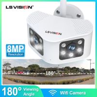 LS VISION 8MP เลนส์คู่4K Wi-Fi Luar Ruangan กล้องวงจรปิด180มุมกว้างพิเศษนิรภัย IP ภายนอกกล้อง Pir เว็บแคม Ptz