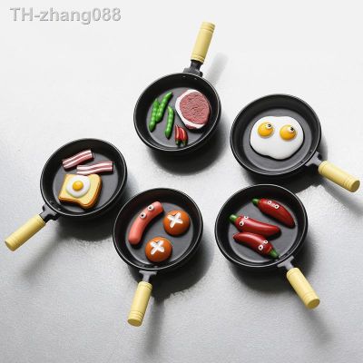 Simulation Metal Frying Pan Refrigerator Stickers Poached Egg Chili Refrigerator Decorations Magnets Retro Nostalgic Gift