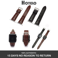 Hoyelo Quality Leather Band Replacement Strap for Apple Watch Series 7 6 SE 1 2 3 4 5 38mm 40mm 42mm 44mm 41mm 45mm