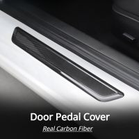 Door Sill Welcome Pedal Sticker For Tesla Model 3 Y Real Carbon Fiber Cover 3K 240G Dry Carbon Handmade Car Modification 2023