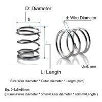 Wire Dia 2.0mm 304 Stainless Steel Compression Spring Cylidrical Coil Compression Spring Pressure Spring OD2-35mm Length 5-50mm Coil Springs