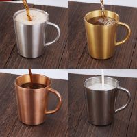 hotx【DT】 304 Mug 300ml Double-layer Insulation Office Wine Cup With Handle Cald Prevention