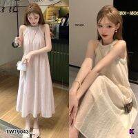 J19043 เดรสยาว มีซับใน คอกลม แขนกุด Long dress, lined, round neck, sleeveless.