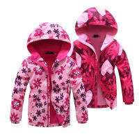 Jacket For Girls 2021 Spring Childrens Flower Fleece Clothes Girls Coat Windbreaker Outerwear Kids Polar Fleece Windproof 3-12T